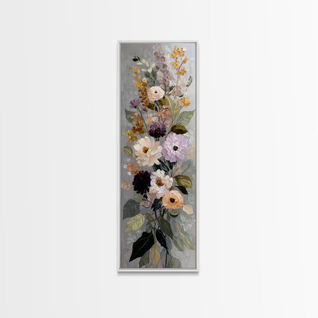 Large Expressive Floral Bouquet Canvas Print, Above Sofa Art, Above Bed Decor, Living Room Decor, Oil Painting, Statement, ASA-1x3-18