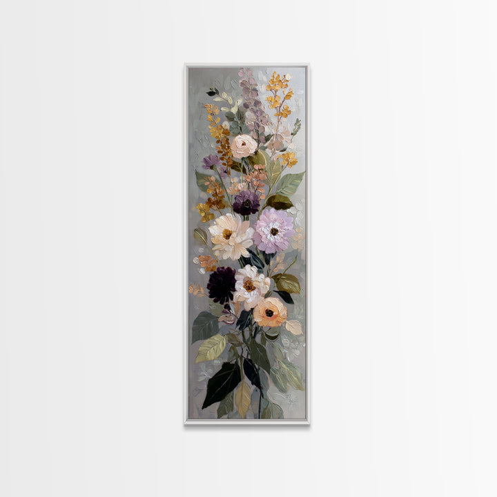 Large Expressive Floral Bouquet Canvas Print, Above Sofa Art, Above Bed Decor, Living Room Decor, Oil Painting, Statement, ASA-1x3-18