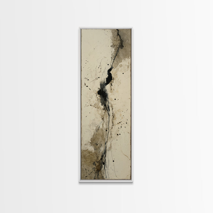 Minimal Black Ink Composition Framed Canvas Print, Above Sofa Art, Botanical Wall Art, Living Room Decor, Fine Art, Statement, ASA-1x3-20