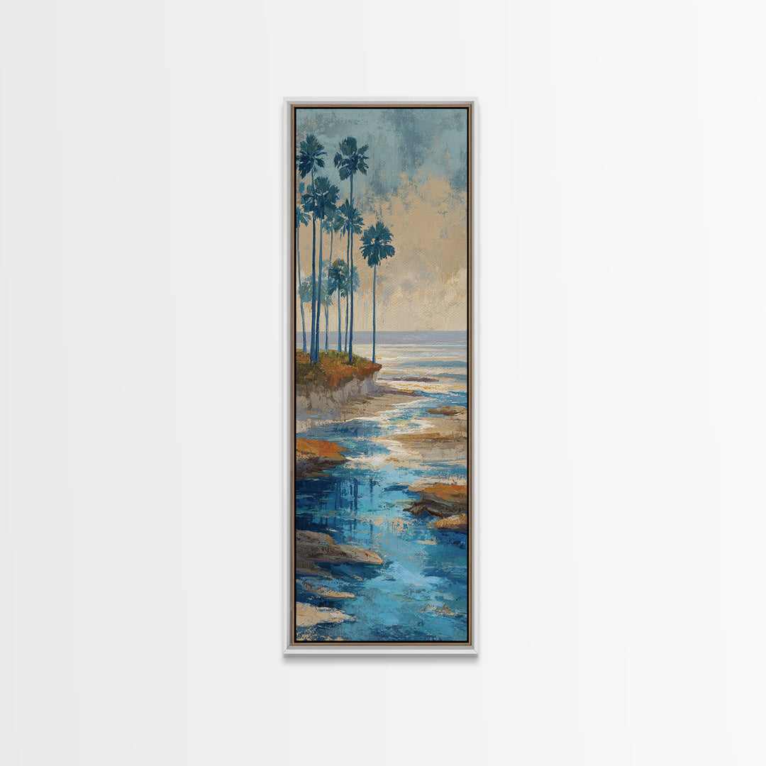 Moody Seascape at Twilight Framed Canvas Print, Above Sofa Art, Gallery Decor, Living Room Decor, Fine Art, Statement, ASA-1x3-24