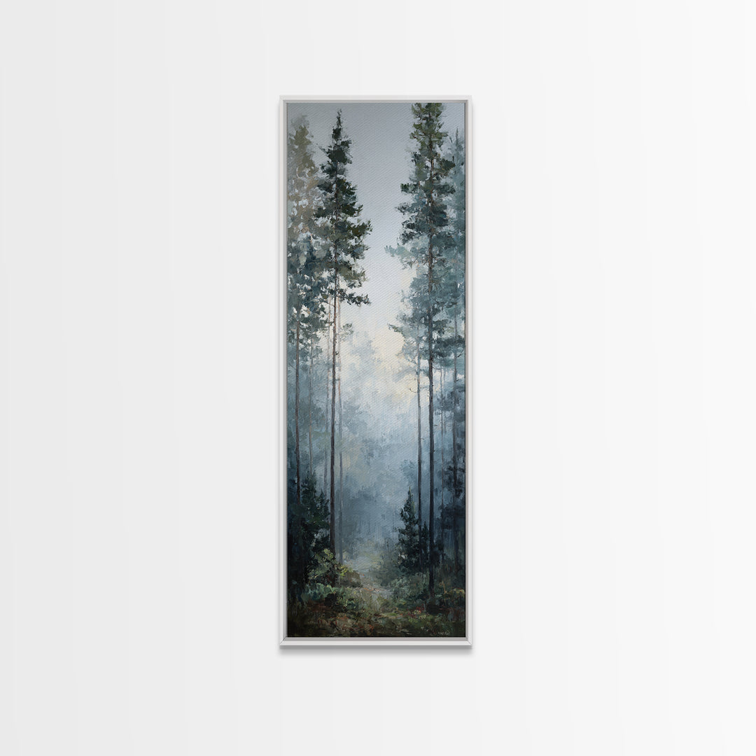 Modern Scandinavian Forest Framed Canvas Print, Above Sofa Art, Neutral Decor, Living Room Decor, Fine Art, Statement, ASA-1x3-3