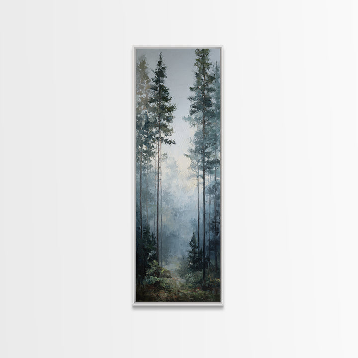Modern Scandinavian Forest Framed Canvas Print, Above Sofa Art, Neutral Decor, Living Room Decor, Fine Art, Statement, ASA-1x3-3