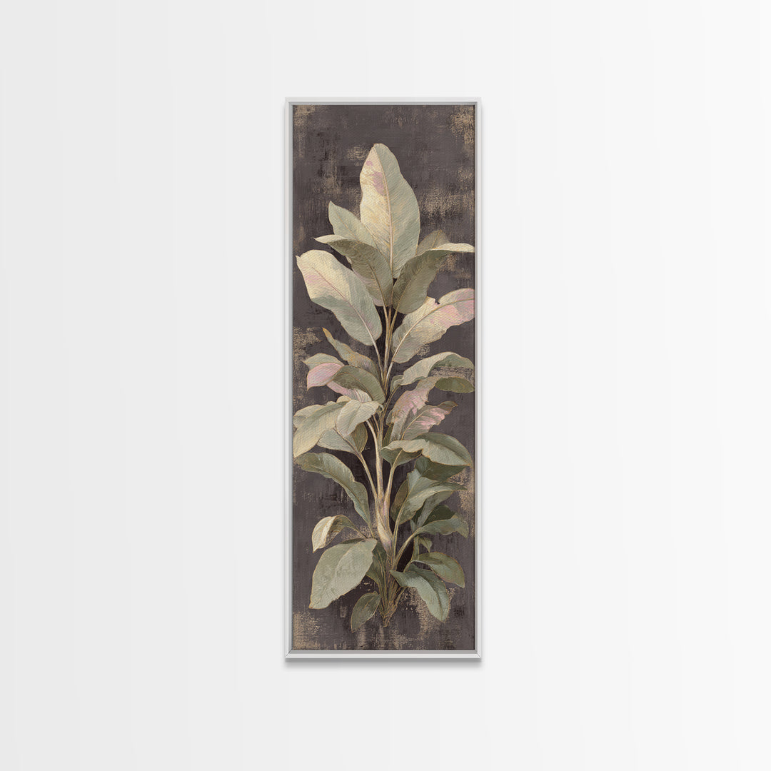 Large Botanical Leaves Canvas Print, Above Sofa Art, Living Room Decor, Oil Painting, Statement 333, Set of Wall Art, ASA-1x3-33