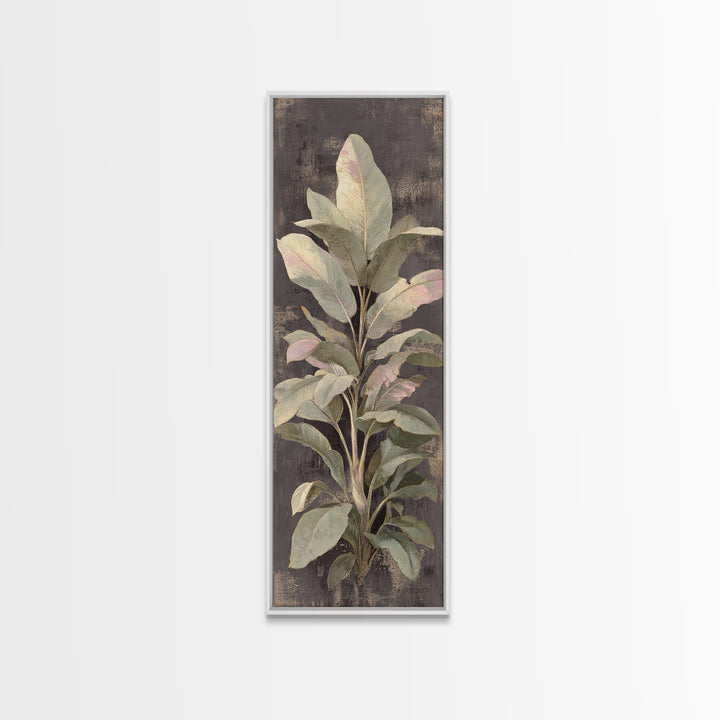 Large Botanical Leaves Canvas Print, Above Sofa Art, Living Room Decor, Oil Painting, Statement 333, Set of Wall Art, ASA-1x3-33