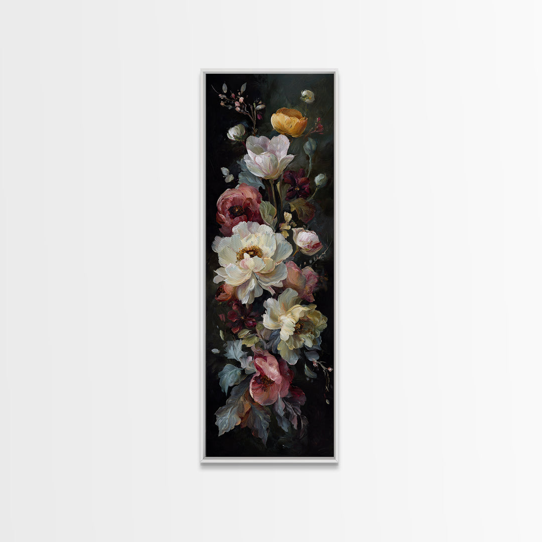 Large Expressive Floral Bouquet Canvas Print, Above Sofa Art, Above Bed Decor, Living Room Decor, Oil Painting, Statement, ASA-1x3-42