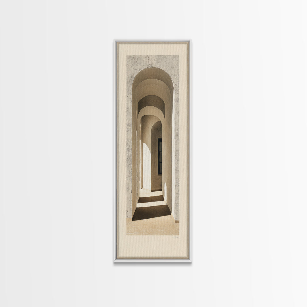 Architectural Arch Study Framed Canvas Print, Above Sofa Art, Botanical Wall Art, Living Room Decor, Oil Painting, Statement, ASA-1x3-45