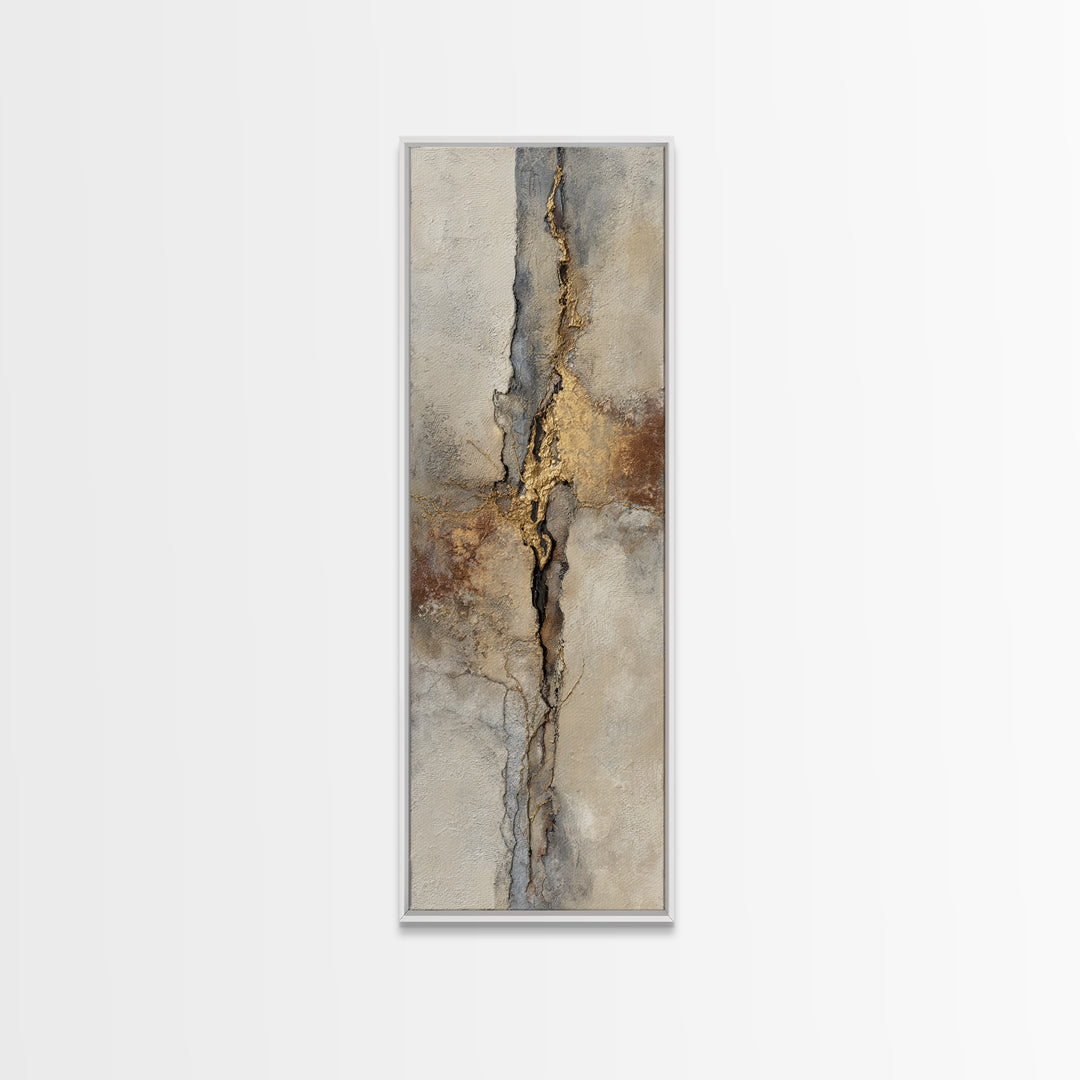 Textured Plaster Abstract Framed Canvas Print, Above Sofa Art, Minimalist Decor, Living Room Decor, Abstract Art, Statement, ASA-1x3-47