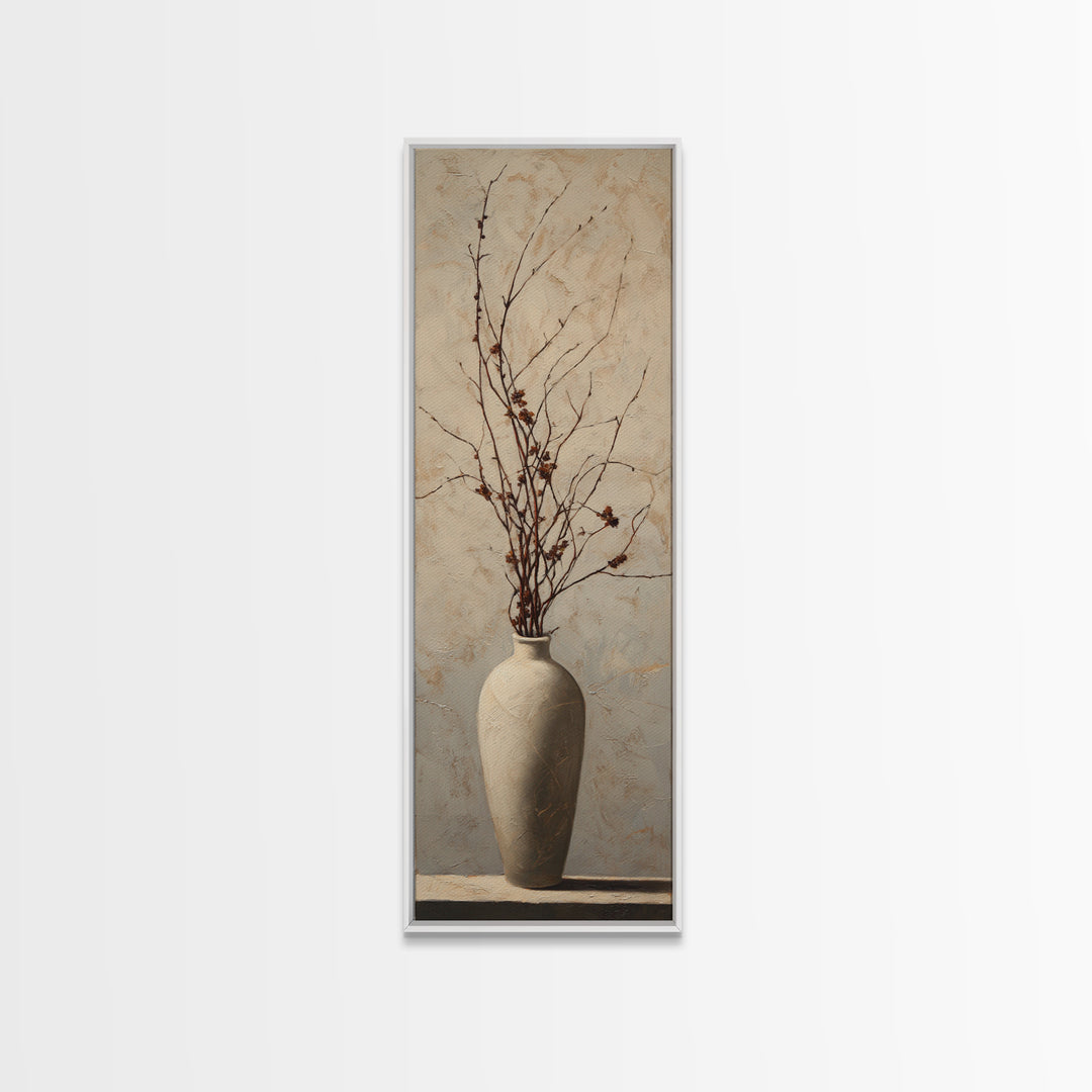 Large Neutral Still Life Framed Canvas Print, Above Sofa Art, Japandi Wall Art, Living Room Decor, Watercolor Art, Statement, ASA-1x3-50