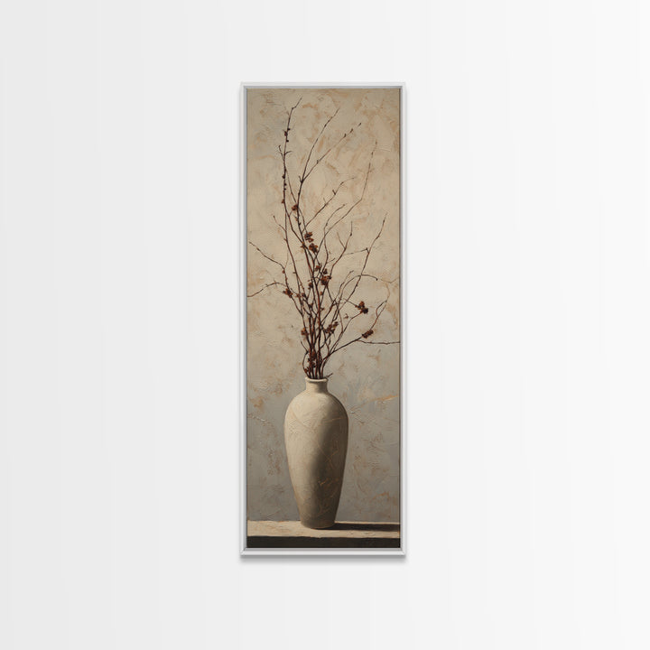 Large Neutral Still Life Framed Canvas Print, Above Sofa Art, Japandi Wall Art, Living Room Decor, Watercolor Art, Statement, ASA-1x3-50