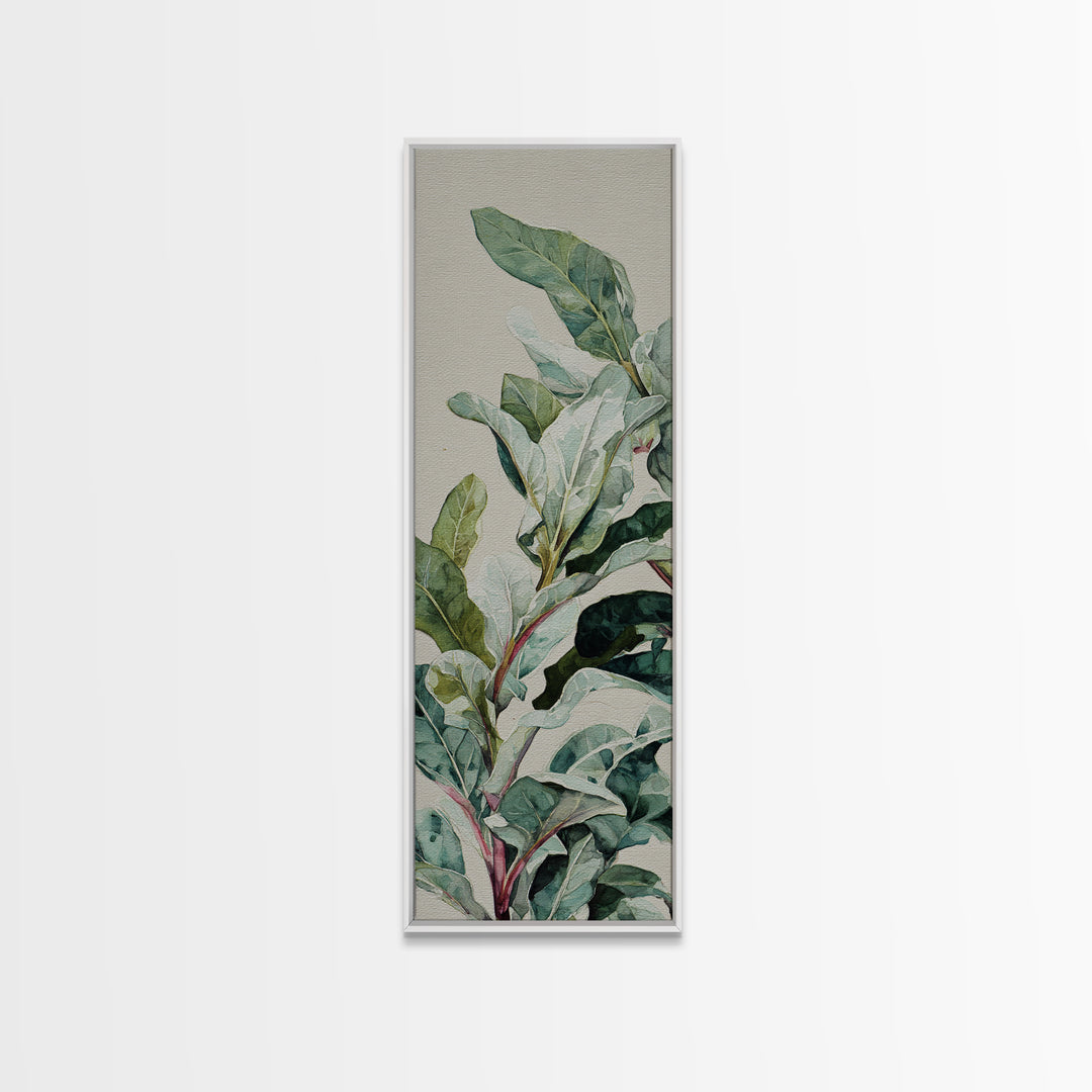 Large Botanical Leaves Canvas Print, Above Sofa Art, Modern Art, Living Room Decor, Fine Art, Statement, Art Print, ASA-1x3-57