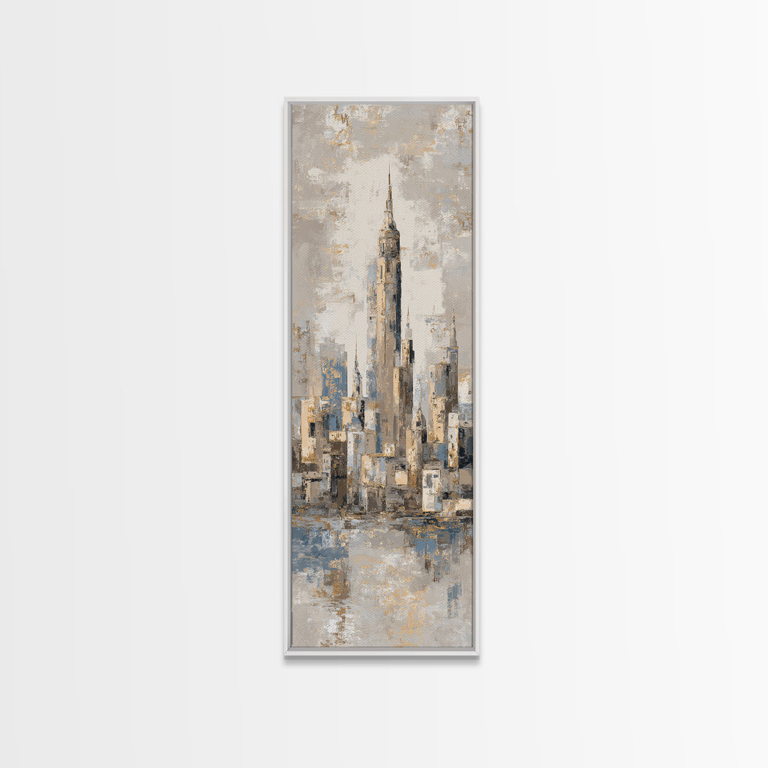 Quiet City Skyline Reduced to Elegant Shapes Canvas Print, Above Sofa Art, 3 Piece Wall Art, Living Room Decor, Statement, ASA-1x3-58