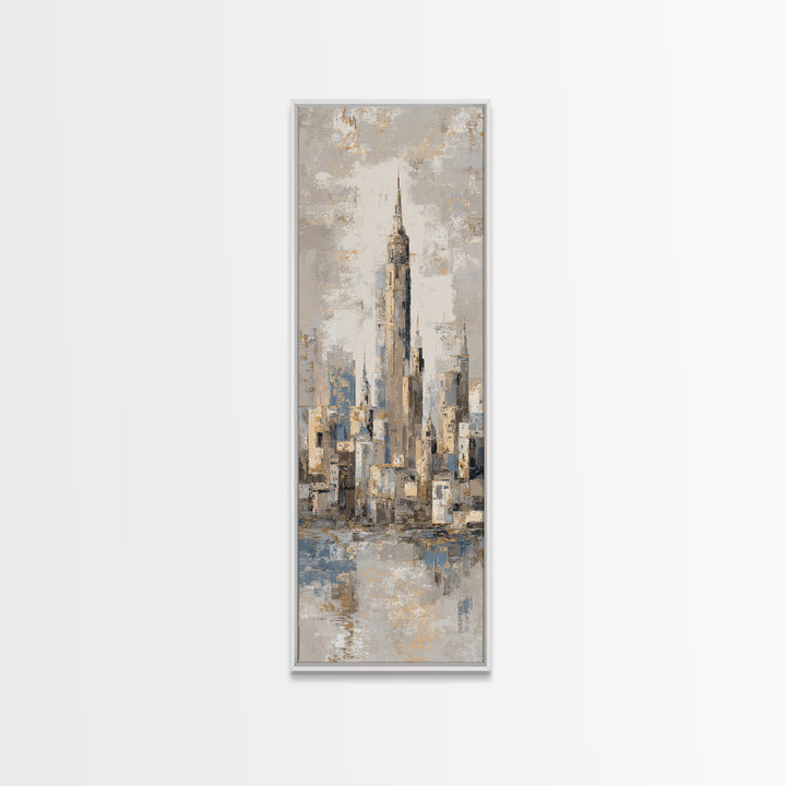 Quiet City Skyline Reduced to Elegant Shapes Canvas Print, Above Sofa Art, 3 Piece Wall Art, Living Room Decor, Statement, ASA-1x3-58