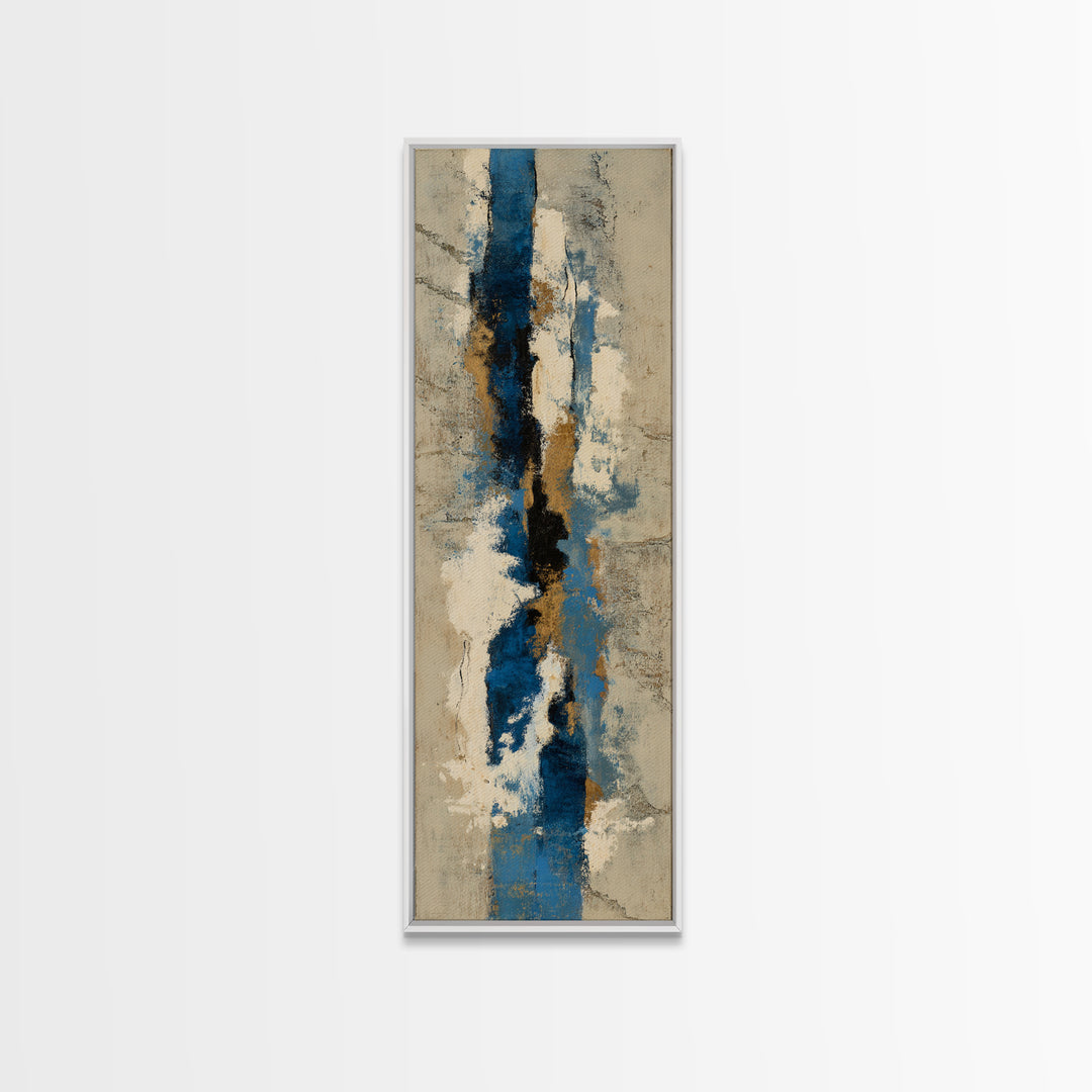 Bold Navy and Ivory Abstract Brushwork Canvas Print, Above Sofa Art, Oversized Wall Art, Living Room Decor, Abstract Art, ASA-1x3-6