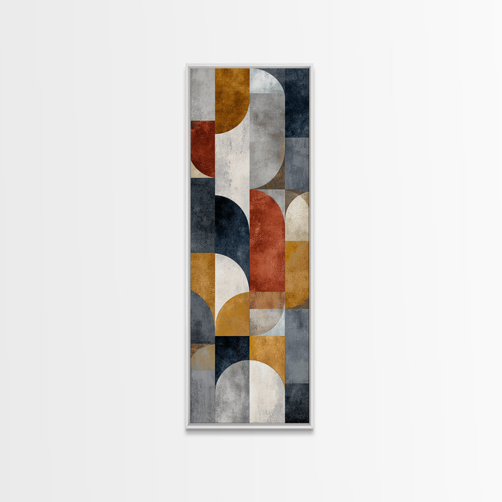 Bold Mid Century Geometric Forms Framed Canvas Print, Above Sofa Art, Home Decor, Living Room Decor, Abstract Art, Statement, ASA-1x3-64