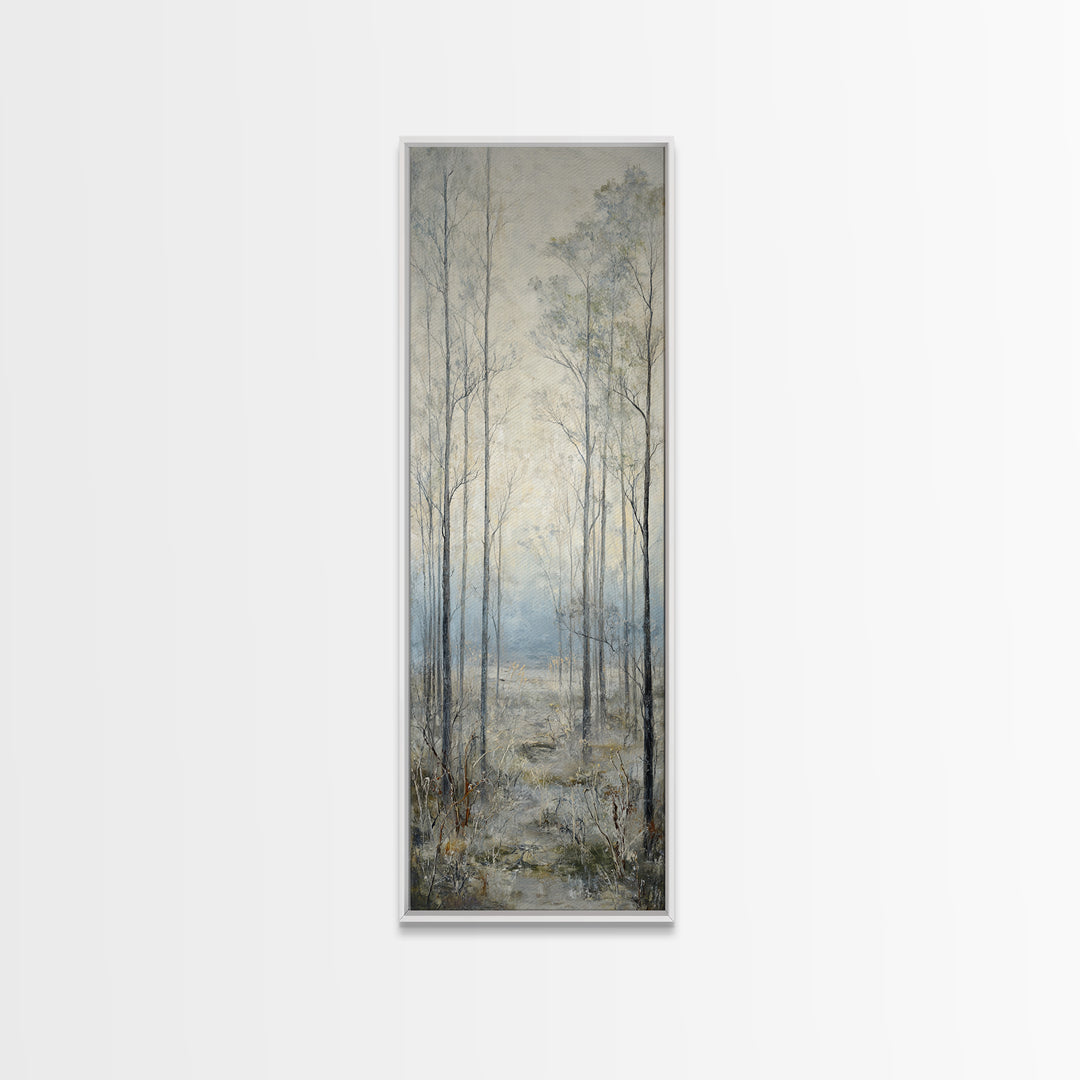 Modern Scandinavian Forest Framed Canvas Print, Above Sofa Art, Frame Tv Art, Living Room Decor, Oil Painting, Statement, ASA-1x3-75