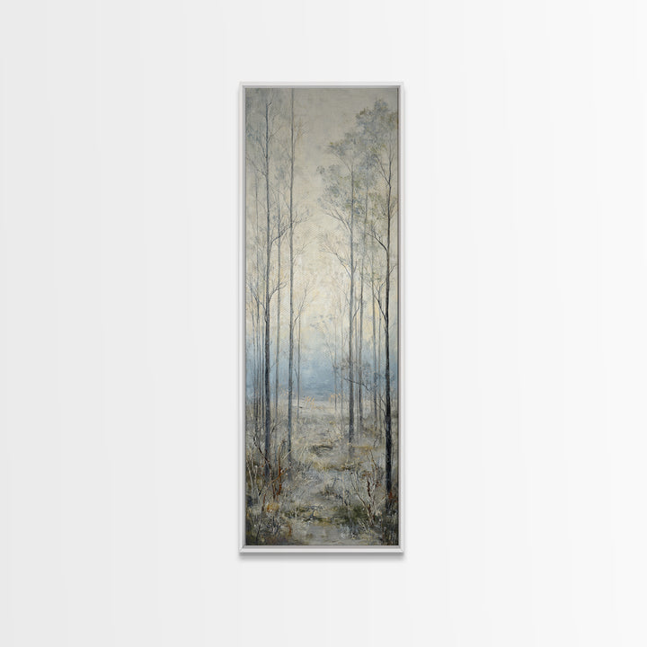 Modern Scandinavian Forest Framed Canvas Print, Above Sofa Art, Frame Tv Art, Living Room Decor, Oil Painting, Statement, ASA-1x3-75
