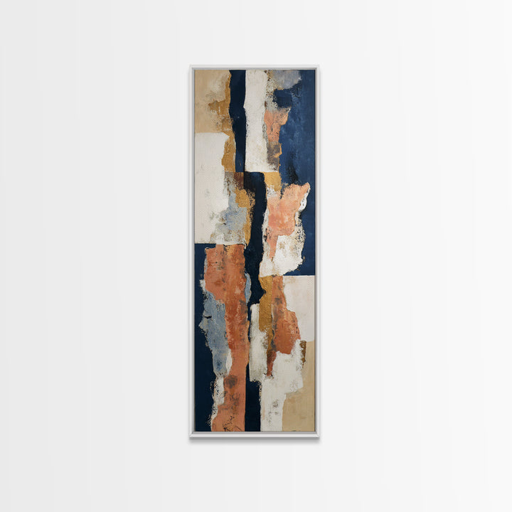 Bold Navy and Ivory Abstract Brushwork Canvas Print, Above Sofa Art, Floral Wall Art, Living Room Decor, Abstract Art, ASA-1x3-78