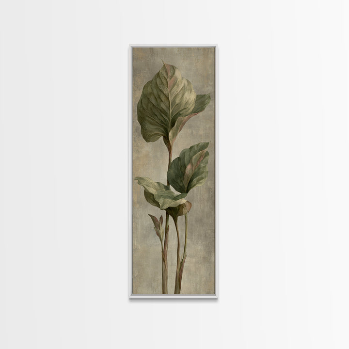 Large Botanical Leaves Canvas Print, Above Sofa Art, Framed Wall Art, Living Room Decor, Statement, Living Room Wall Art, ASA-1x3-81