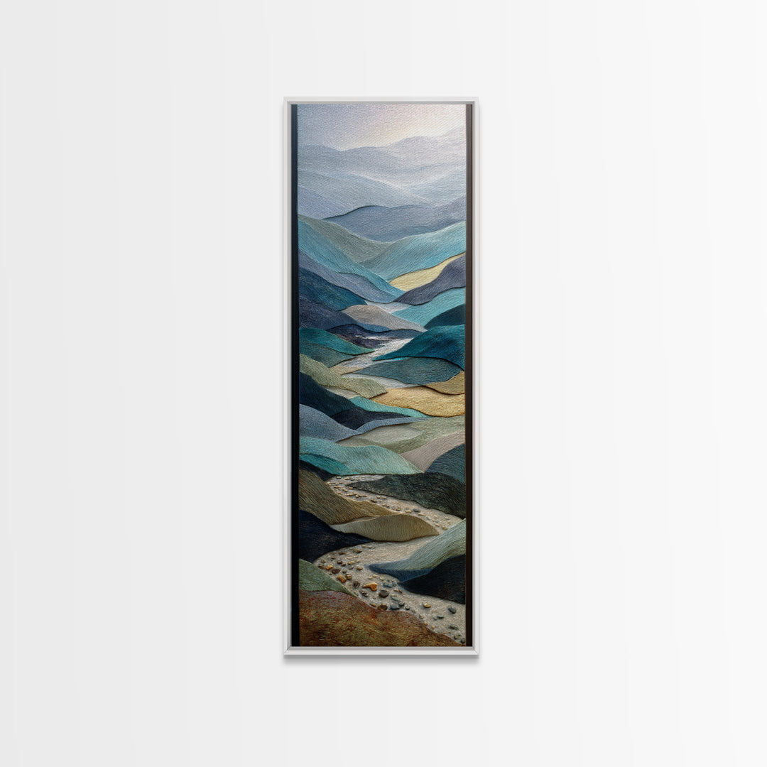 Abstract River Bends Framed Canvas Print, Above Sofa Art, Textured Wall Art, Living Room Decor, Abstract Art, Statement, ASA-1x3-83