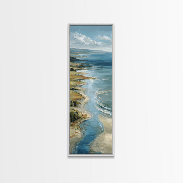 Panoramic Coastal Shoreline from an Aerial View Canvas Print, Above Sofa Art, Oversized Wall Art, Living Room Decor, Statement, ASA-1x3-87