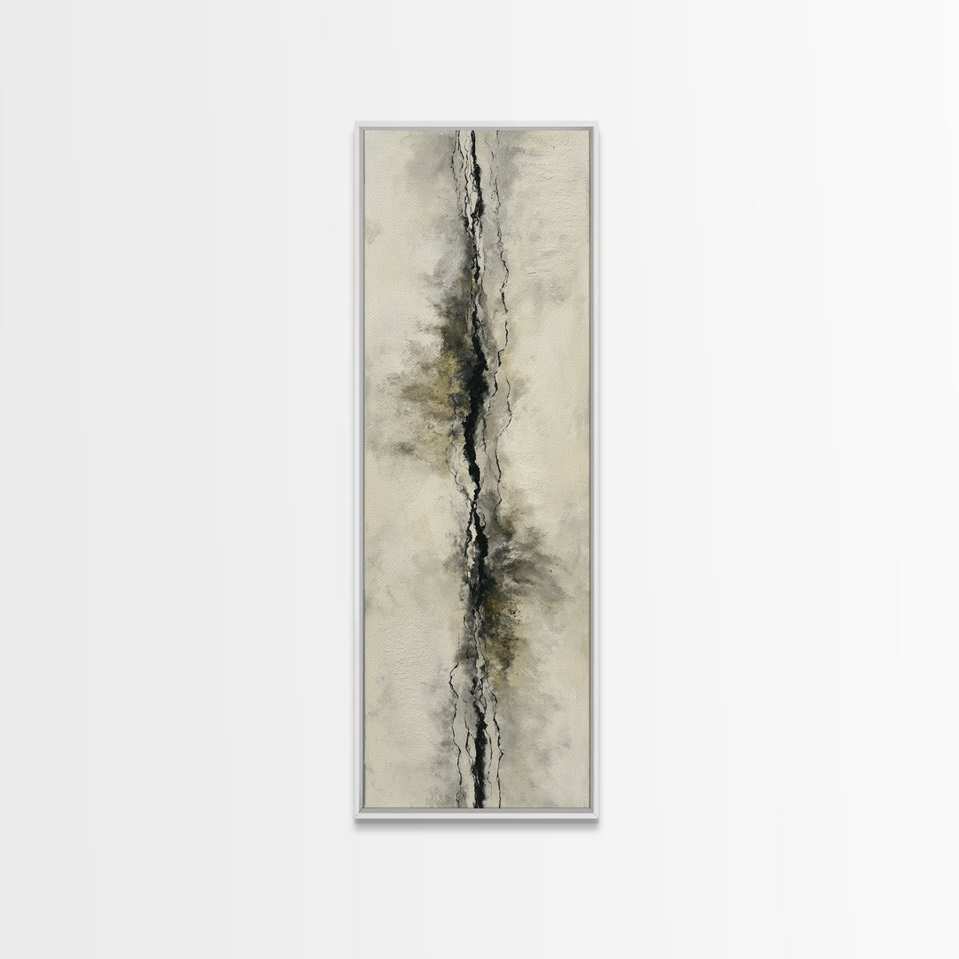 Minimal Black Ink Composition Framed Canvas Print, Above Sofa Art, Farmhouse Decor, Living Room Decor, Fine Art, Statement, ASA-1x3-92
