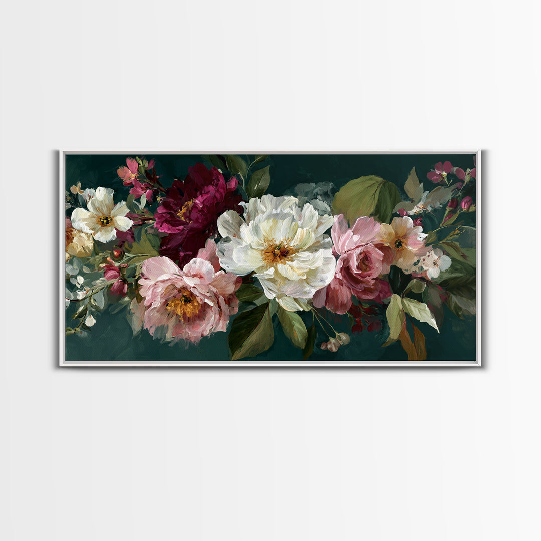 Large Expressive Floral Bouquet Canvas Print, Above Sofa Art, Neutral Decor, Living Room Decor, Fine Art, Statement, Wall Art, ASA-2x1-26