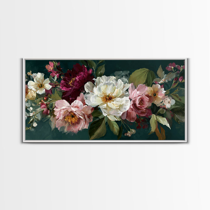 Large Expressive Floral Bouquet Canvas Print, Above Sofa Art, Neutral Decor, Living Room Decor, Fine Art, Statement, Wall Art, ASA-2x1-26
