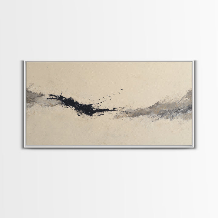 Minimal Black Ink Composition Canvas Print, Above Sofa Art, Boho Decor, Living Room Decor, Fine Art, Statement, Large Wall Art, ASA-2x1-4