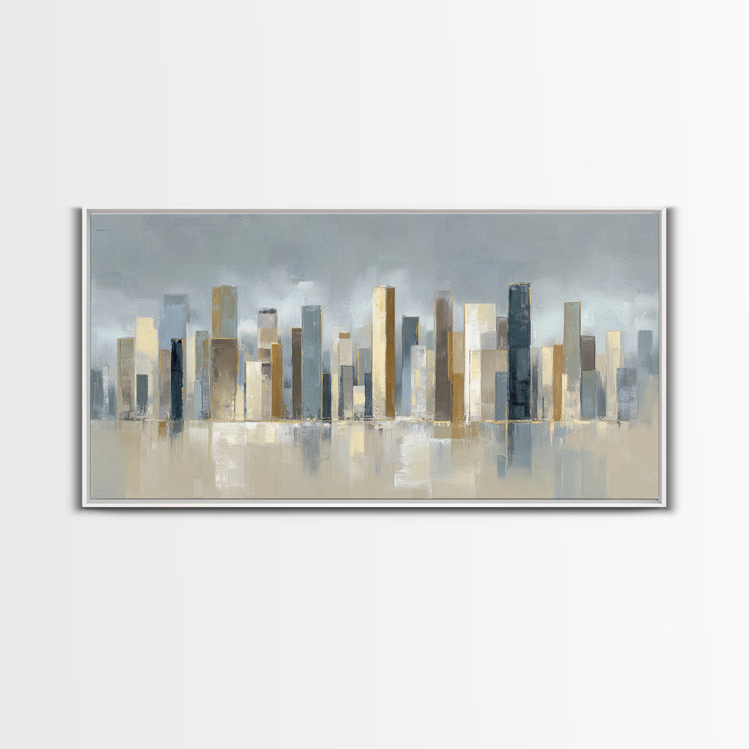 Quiet City Skyline Reduced to Elegant Shapes Canvas Print, Above Sofa Art, Gallery Decor, Living Room Decor, Statement, ASA-2x1-42