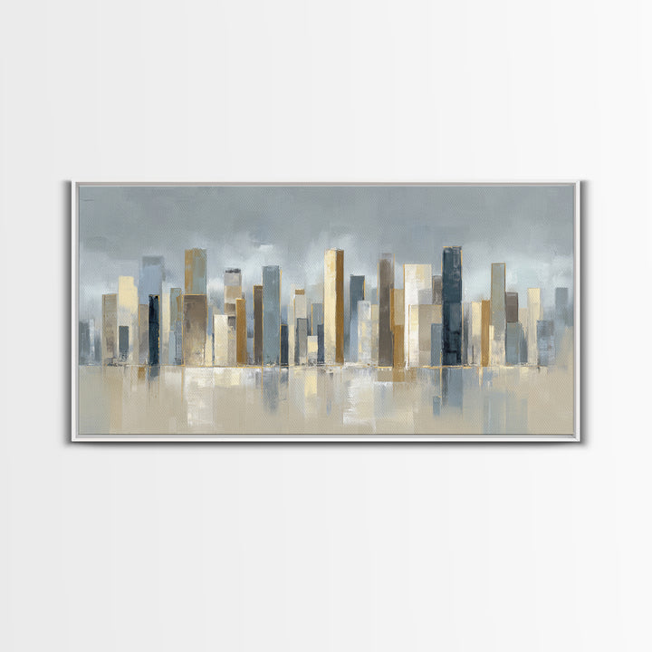 Quiet City Skyline Reduced to Elegant Shapes Canvas Print, Above Sofa Art, Gallery Decor, Living Room Decor, Statement, ASA-2x1-42