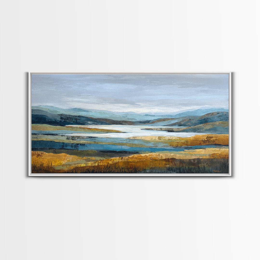 Oversized Abstract Landscape Framed Canvas Print, Above Sofa Art, Contemporary Art, Living Room Decor, Oil Painting, Statement, ASA-2x1-45