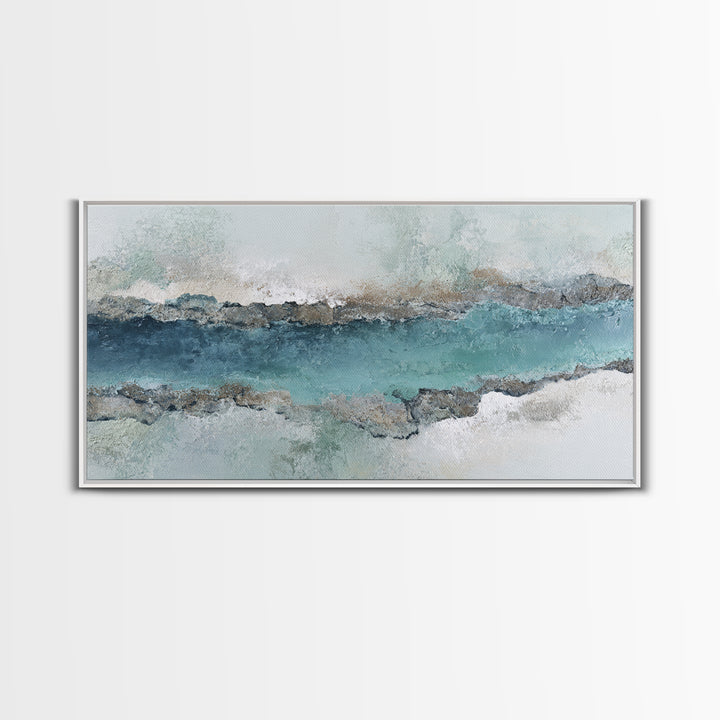Panoramic Coastal Shoreline from an Aerial View Canvas Print, Above Sofa Art, Living Room Decor, Fine Art, Statement, ASA-2x1-47
