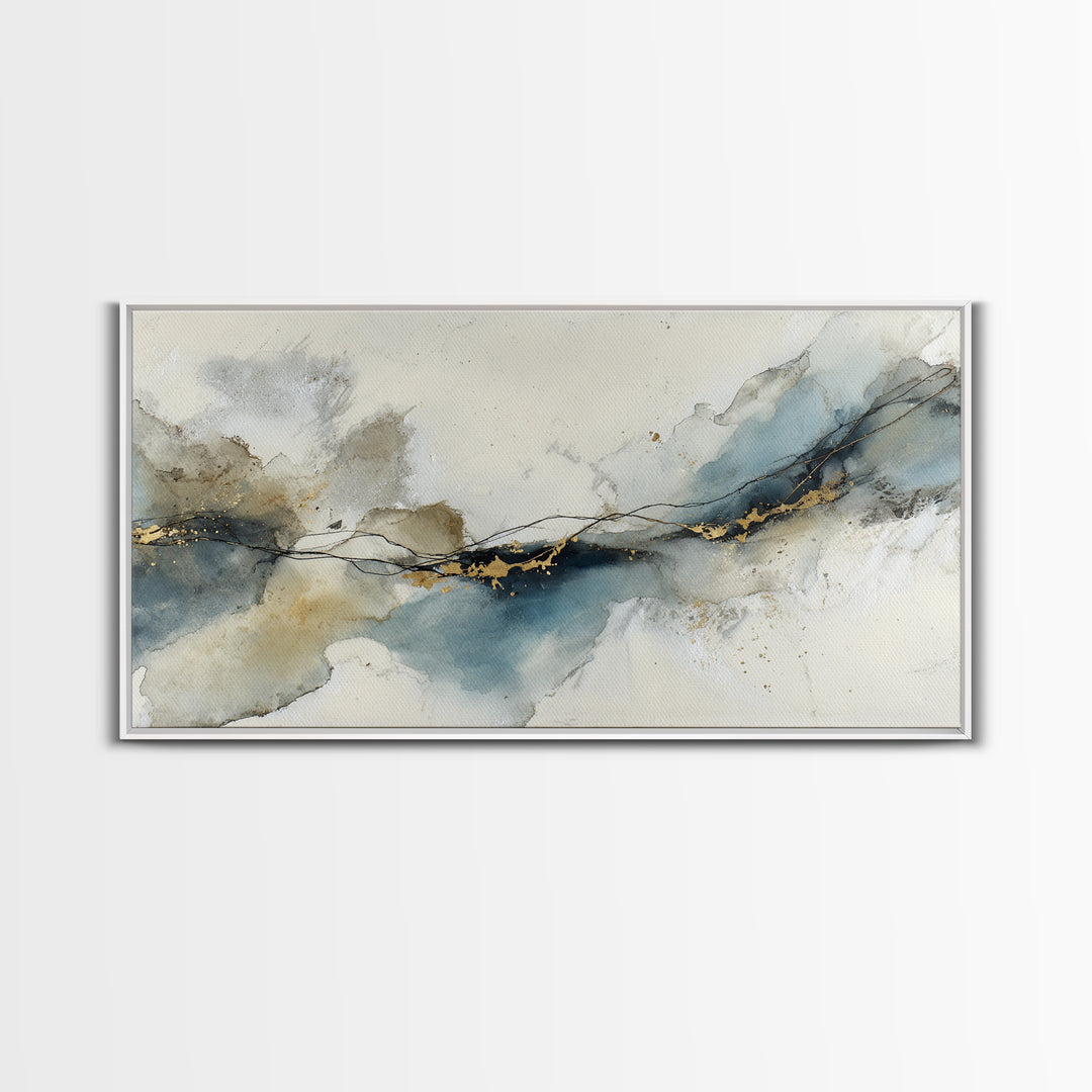 Minimal Black Ink Composition Canvas Print, Above Sofa Art, Mid Century Modern, Living Room Decor, Fine Art, Statement, ASA-2x1-52