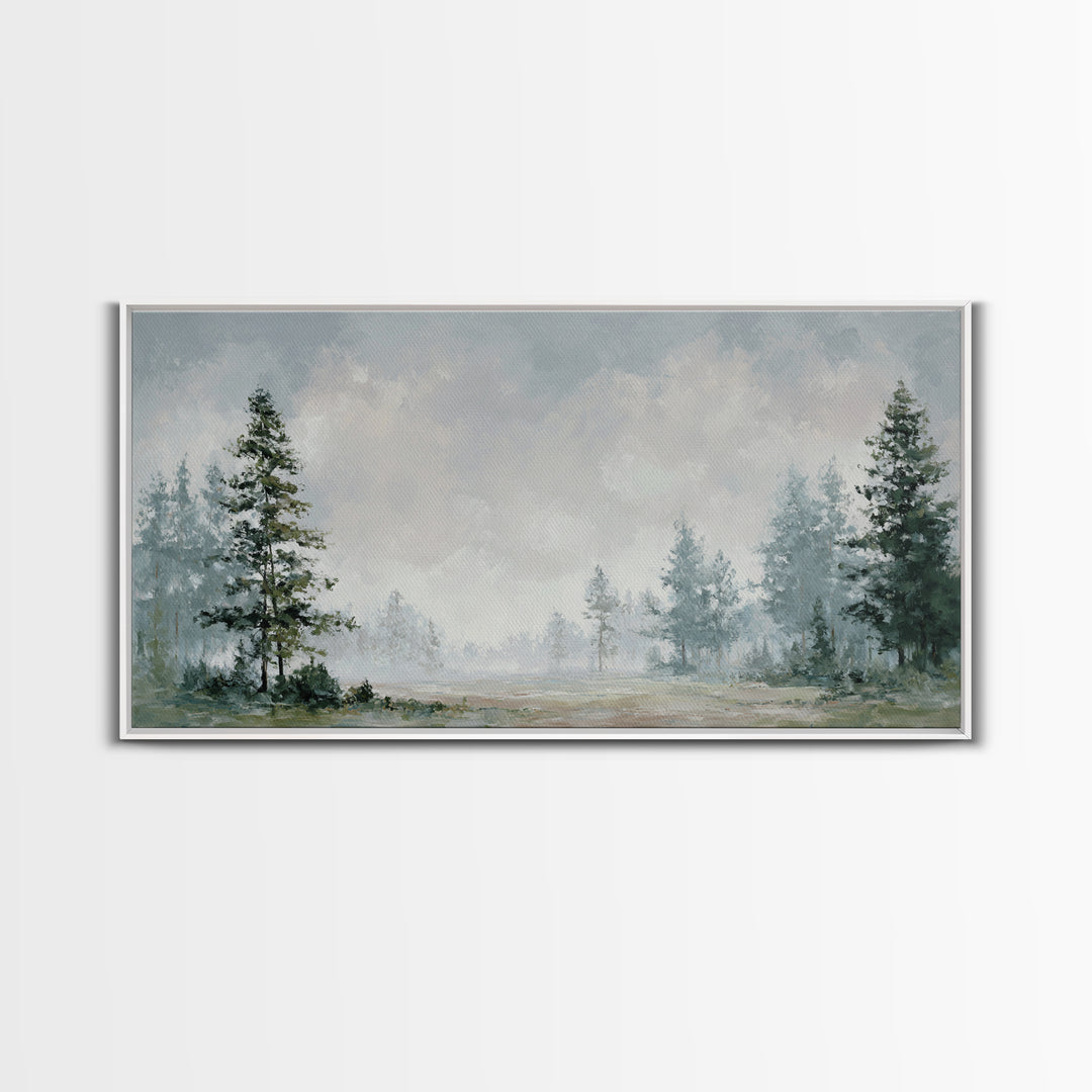 Modern Scandinavian Forest Framed Canvas Print, Above Sofa Art, Canvas Print, Living Room Decor, Fine Art, Statement, ASA-2x1-59
