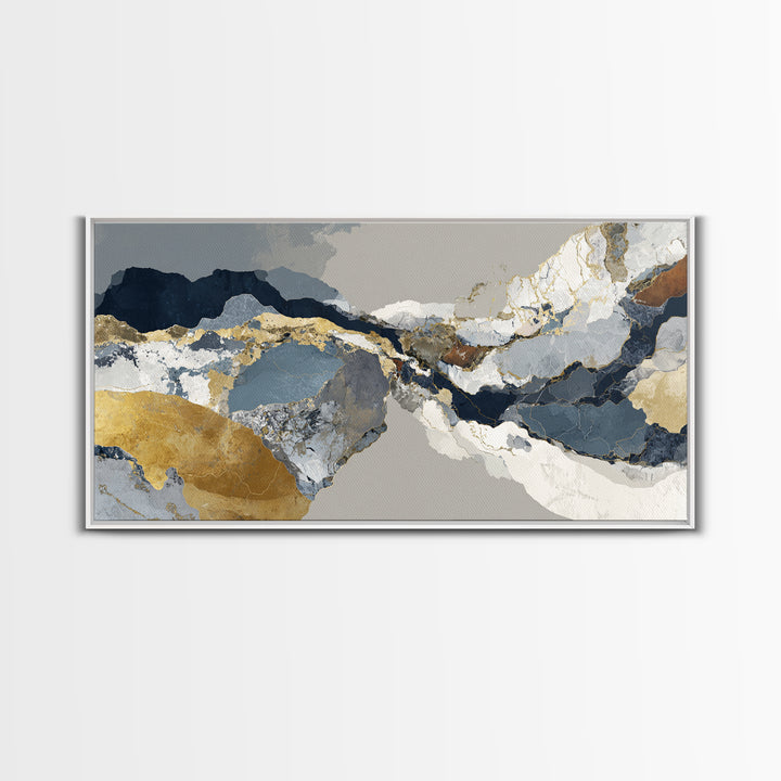 Luxury Monochrome Stone Composition Canvas Print, Above Sofa Art, Horizontal Wall Art, Living Room Decor, Fine Art, Statement, ASA-2x1-63