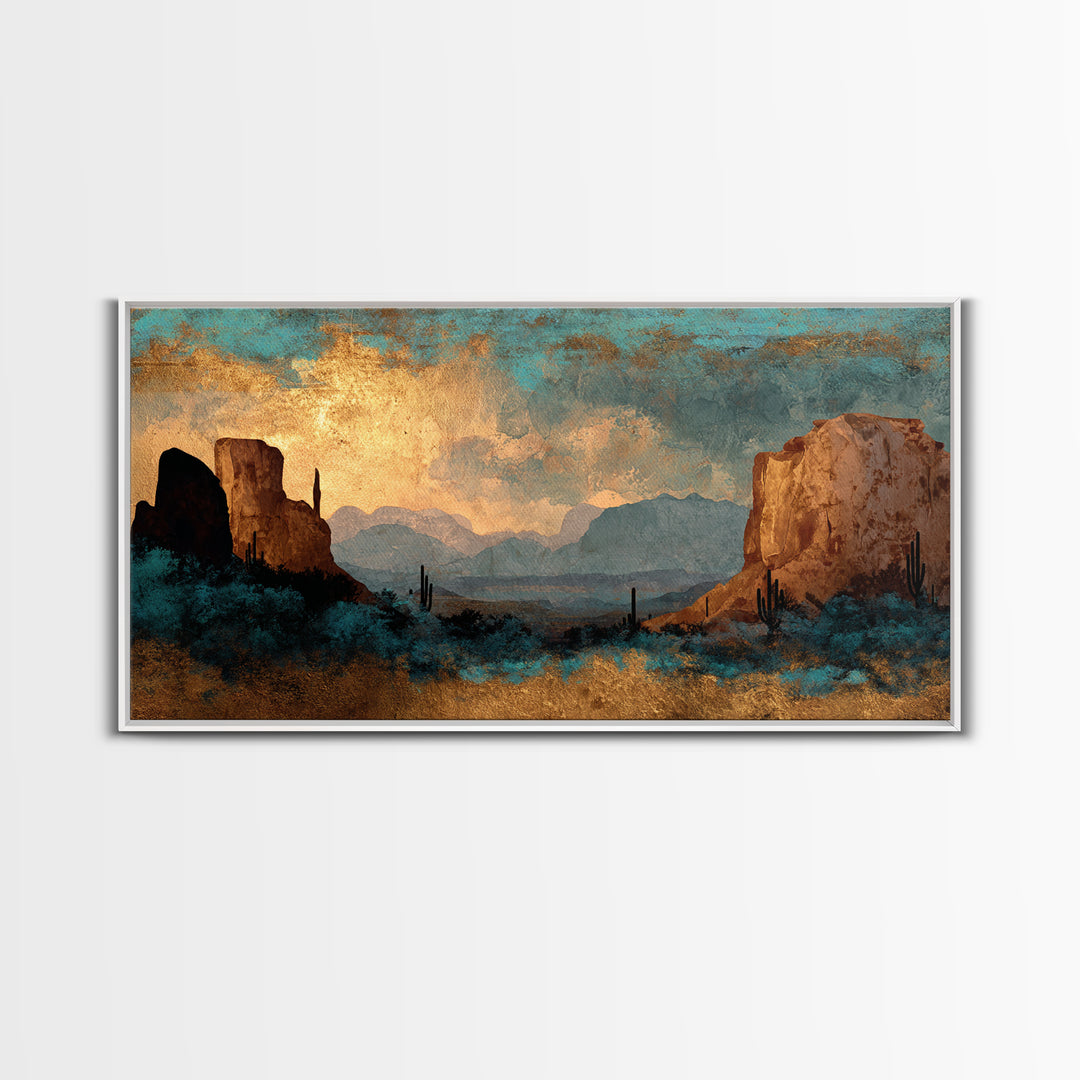 Desert Mesa Panorama Canvas Print, Above Sofa Art, Canvas Wall Art, Living Room Decor, Oil Painting, Statement, ASA-2x1-64