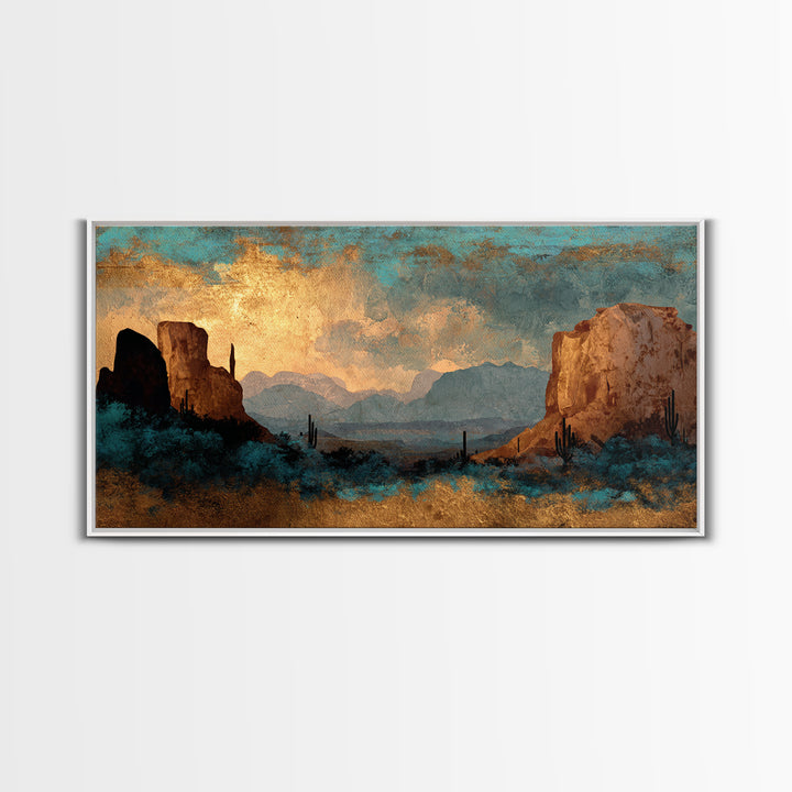 Desert Mesa Panorama Canvas Print, Above Sofa Art, Canvas Wall Art, Living Room Decor, Oil Painting, Statement, ASA-2x1-64