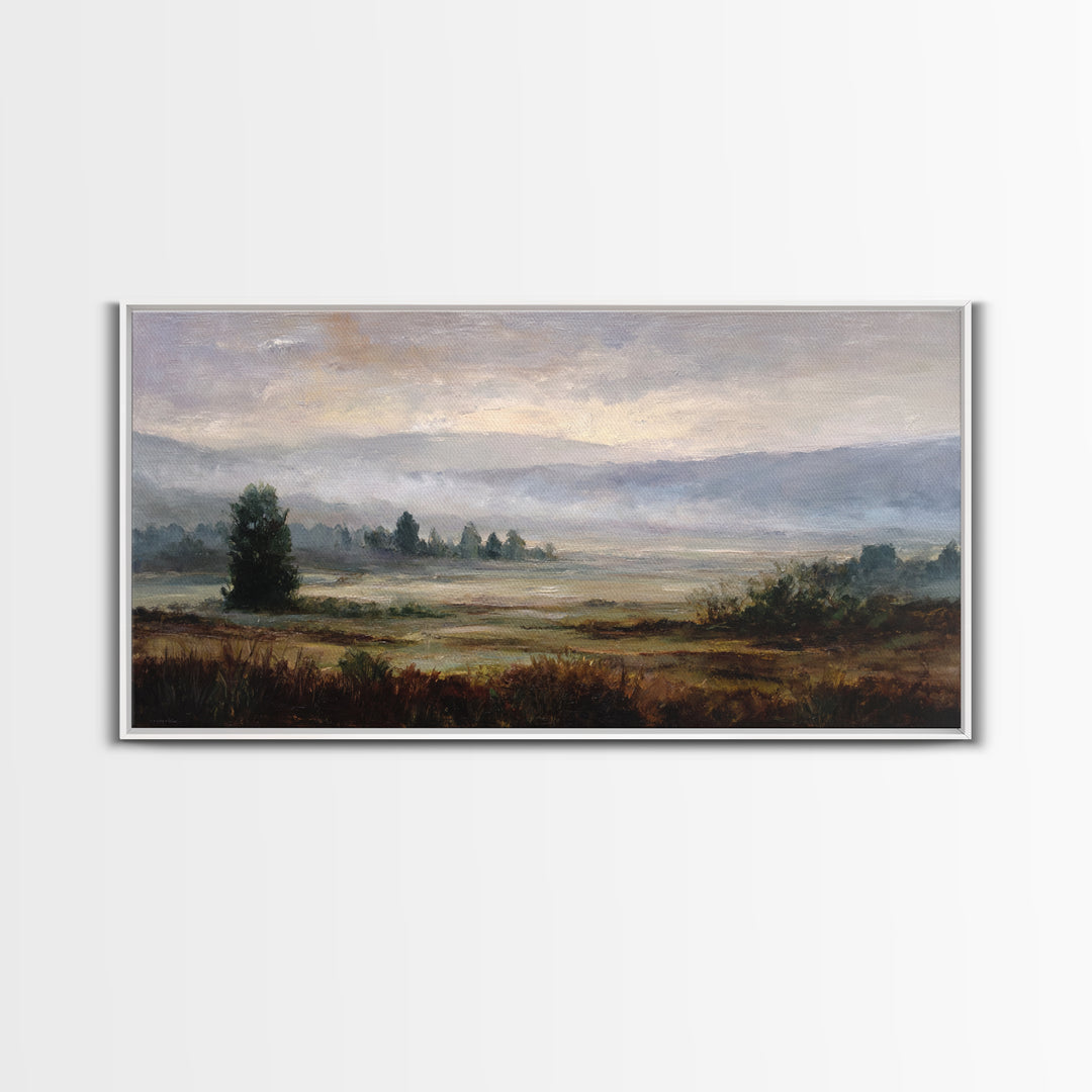 Gallery Style Landscape with Expansive Negative Space Canvas Print, Above Sofa Art, Textured Wall Art, Living Room Decor, ASA-2x1-68