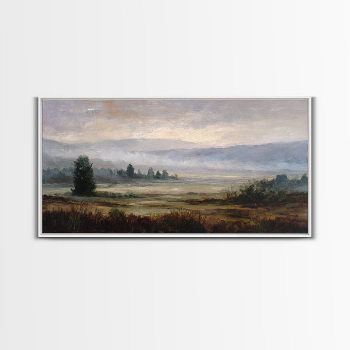 Gallery Style Landscape with Expansive Negative Space Canvas Print, Above Sofa Art, Textured Wall Art, Living Room Decor, ASA-2x1-68