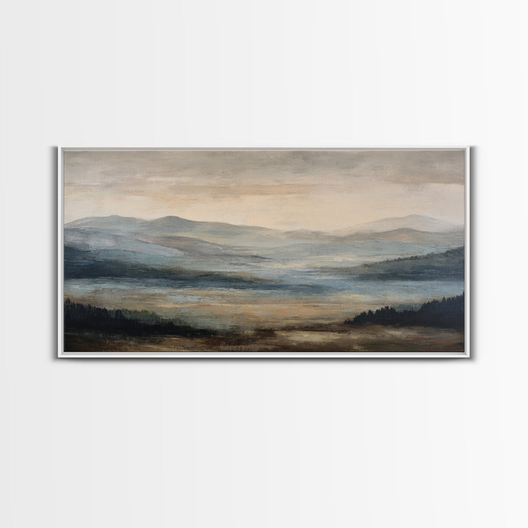 Oversized Abstract Landscape Canvas Print, Above Sofa Art, Framed Wall Art, Living Room Decor, Statement, Living Room Wall Art, ASA-2x1-69