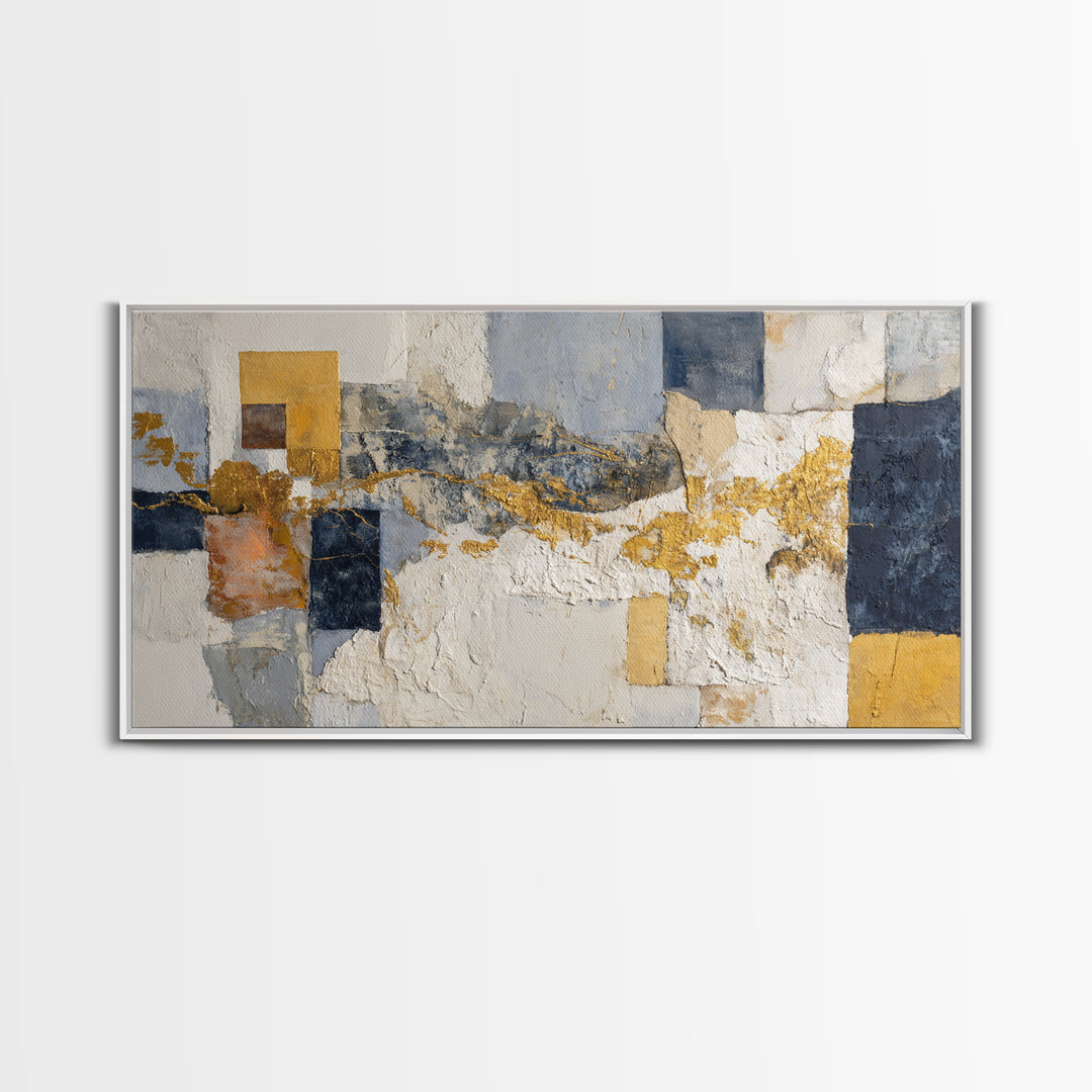 Textured Plaster Abstract Framed Canvas Print, Above Sofa Art, Contemporary Art, Living Room Decor, Abstract Art, Statement, ASA-2x1-7