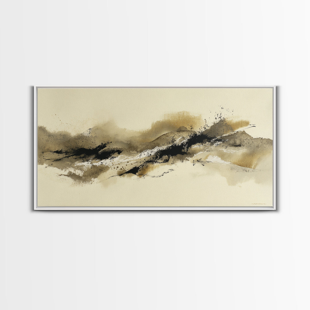Minimal Black Ink Composition Canvas Print, Above Sofa Art, Wall Art Print, Living Room Decor, Fine Art, Statement, Modern Art, ASA-2x1-76