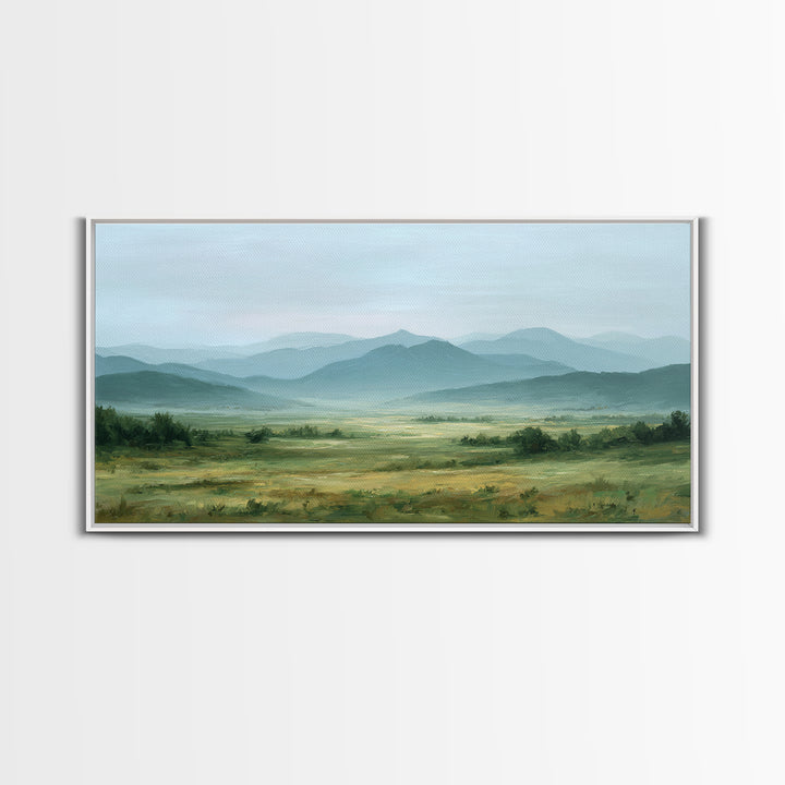Wide Olive and Beige Meadow Panorama Canvas Print, Above Sofa Art, Art Print, Living Room Decor, Fine Art, Statement, ASA-2x1-78