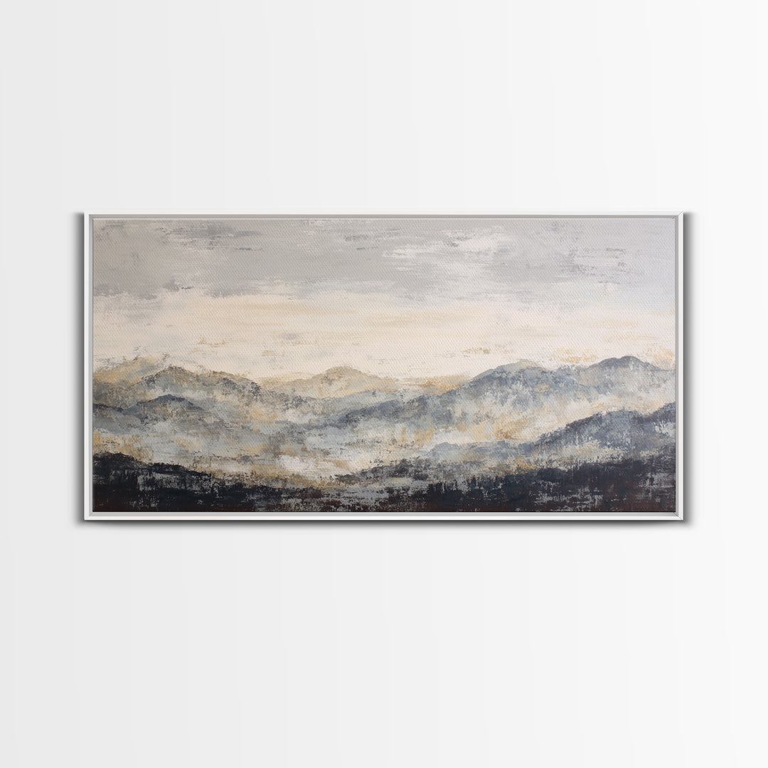 Sunlit Rolling Hills Framed Canvas Print, Above Sofa Art, Mid Century Modern, Living Room Decor, Fine Art, Statement, ASA-2x1-85
