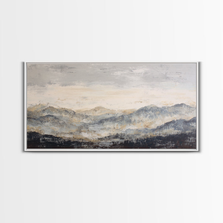 Sunlit Rolling Hills Framed Canvas Print, Above Sofa Art, Mid Century Modern, Living Room Decor, Fine Art, Statement, ASA-2x1-85
