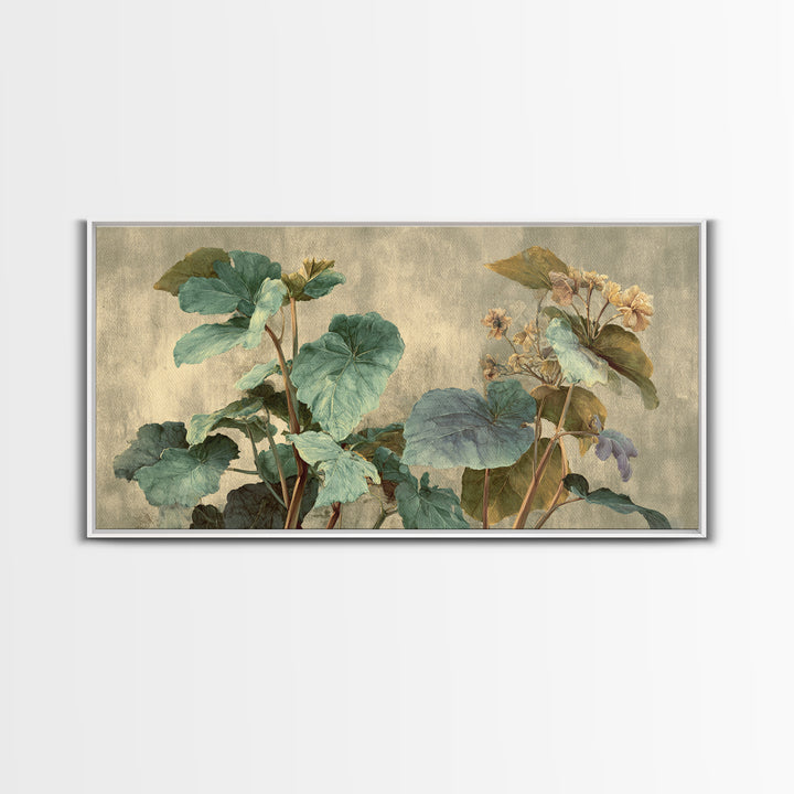 Large Botanical Leaves Canvas Print, Above Sofa Art, Living Room Decor, Oil Painting, Statement 189, Set of Wall Art, ASA-2x1-89