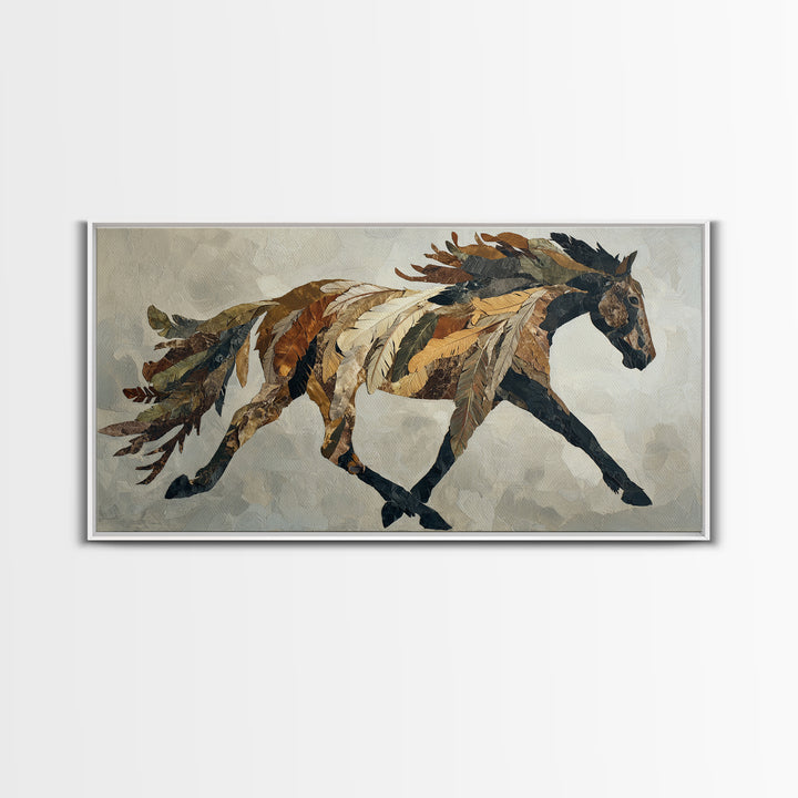 Statement Horse Silhouette Framed Canvas Print, Above Sofa Art, Statement Artwork, Living Room Decor, Fine Art, Statement, ASA-2x1-9
