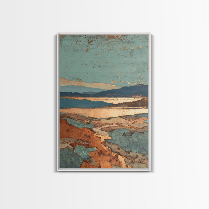 Abstract Canyon Landscape Canvas Print, Above Sofa Art, 3 Piece Wall Art, Living Room Decor, Oil Painting, Statement, ASA-2x3-15