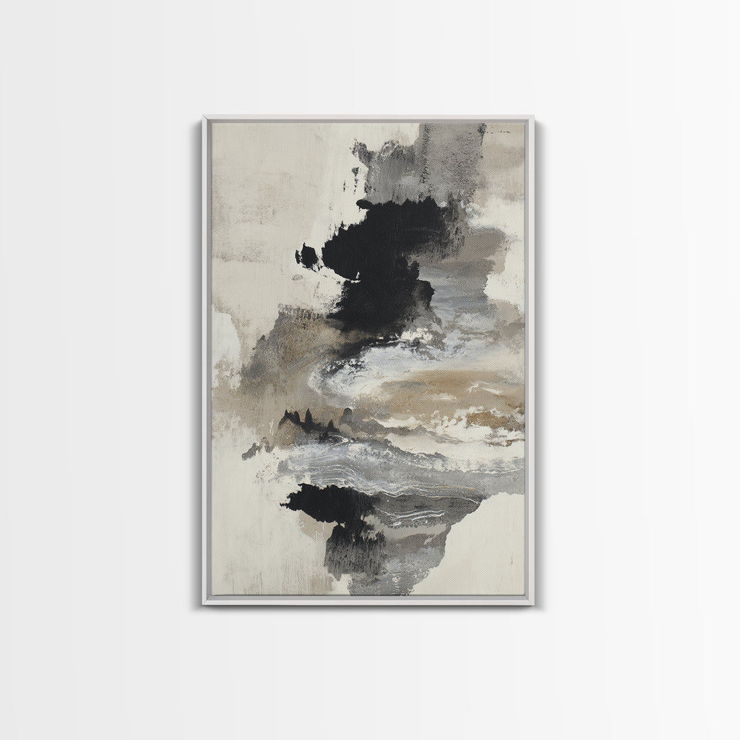 Minimal Black Ink Composition Canvas Print, Above Sofa Art, Oversized Wall Art, Living Room Decor, Fine Art, Statement, ASA-2x3-16
