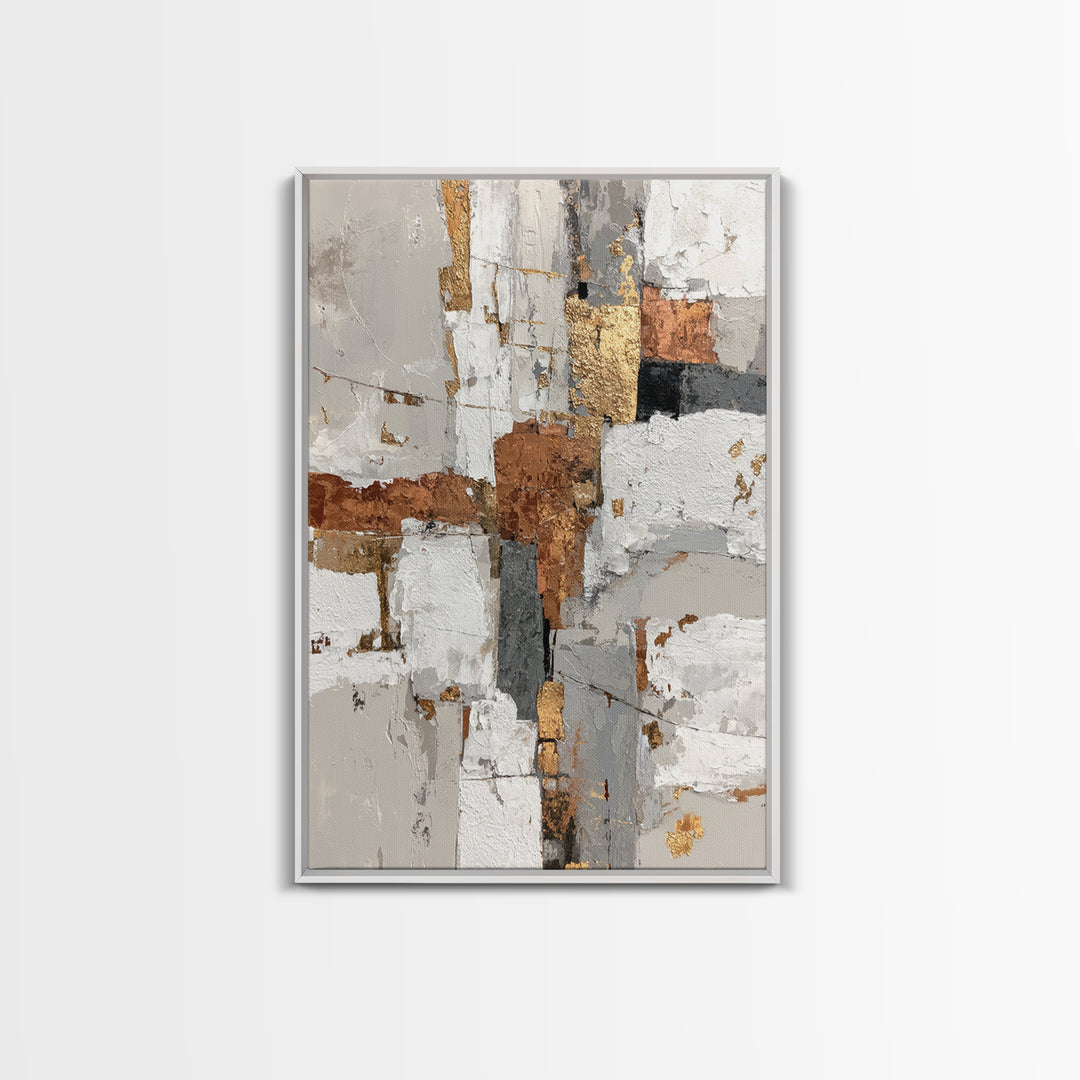 Luxury Monochrome Stone Composition Framed Canvas Print, Above Sofa Art, Canvas Print, Living Room Decor, Fine Art, Statement, ASA-2x3-3